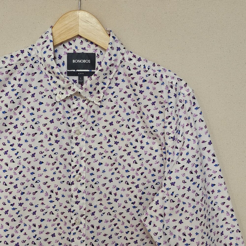 Bonobos Slim Fit Floral Print Button Down L